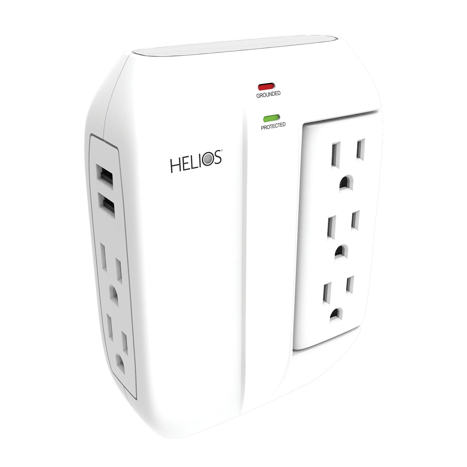 Helios AS-HP-5R 5-Outlet Wall Tap Surge Protector With 2 USB Charging Ports