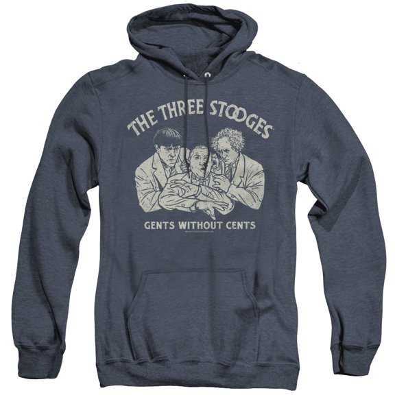 Three Stooges Without Cents Adult Heather Hoodie Sweatshirt Navy