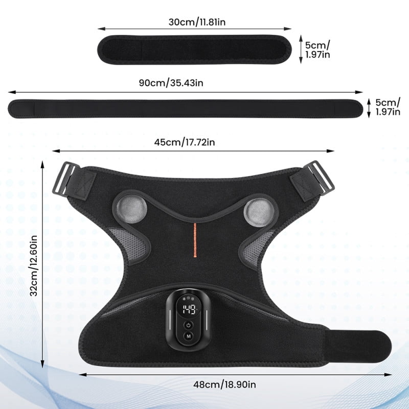 Cordless Shoulder Heating Pad, Heated Shoulder Brace with Vibration, Shoulder Massager for Men Women