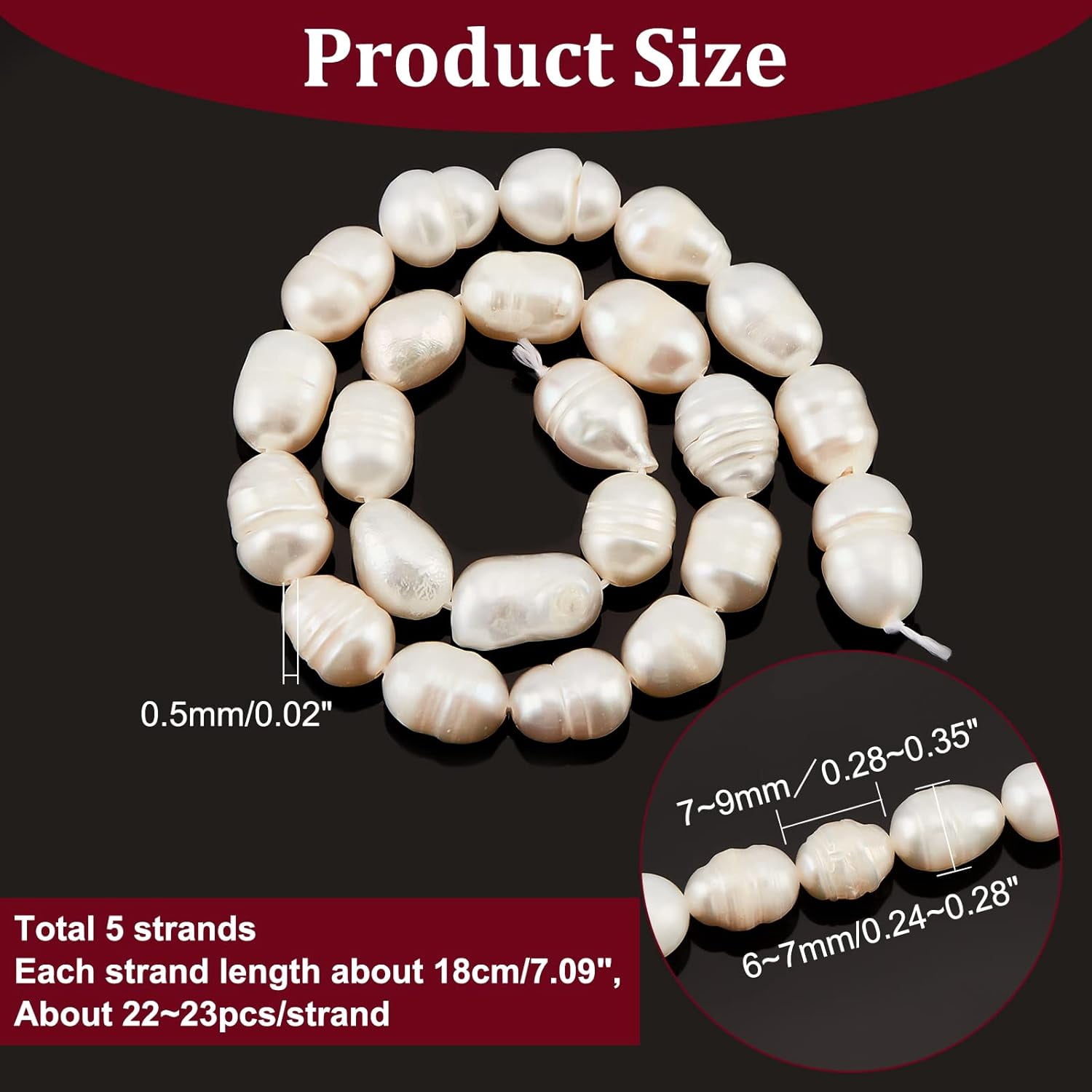 110 Pcs Freshwater Pearl Beads 6~7 mm Creamy White Rice Shape Freshwater Pearl Loose Natural Cultured Freshwater Pearl Charms Beads for Craft Jewelry Making Seashell Color 5 Strands Colorful