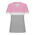 thumbnail image 6 of CFLVAEK Womens Plus Size T Shirts Loose Fit V Neck T Shirt Casual Summer Short Sleeve Tshirt Fashion Clolor Block Graphic Tees Gray L, 6 of 6