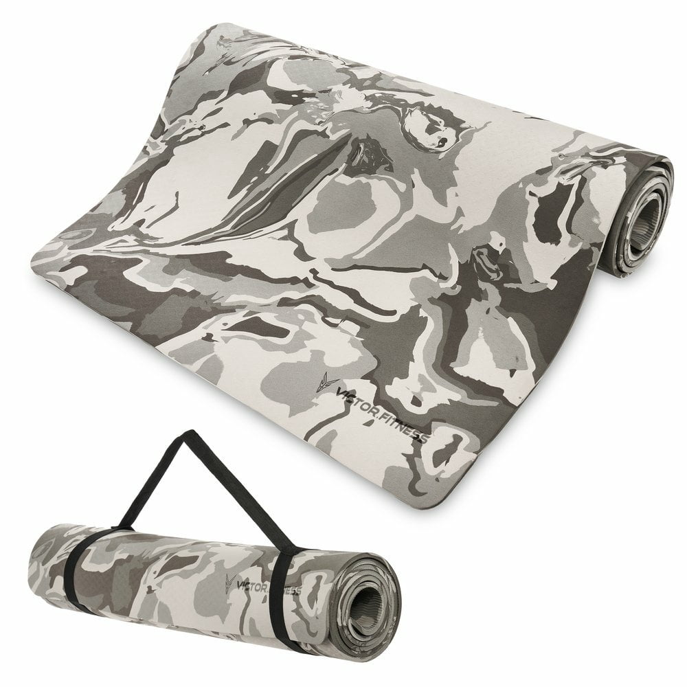 Victor Fitness |Gray Camouflage Yoga Mat + Gray and Black Waist Trimmer
