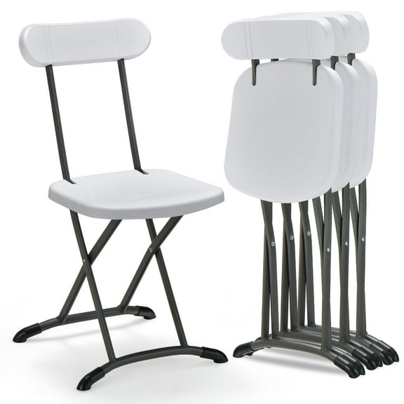 Sptwo | 4 Pieces Folding Chairs, Plastic Event Chairs, 400LBS Lightweight Foldable Chairs with Solid X-Shape Frame, Oversized Seat, Outdoor Indoor Chairs for Home Garden Patio Yard,White