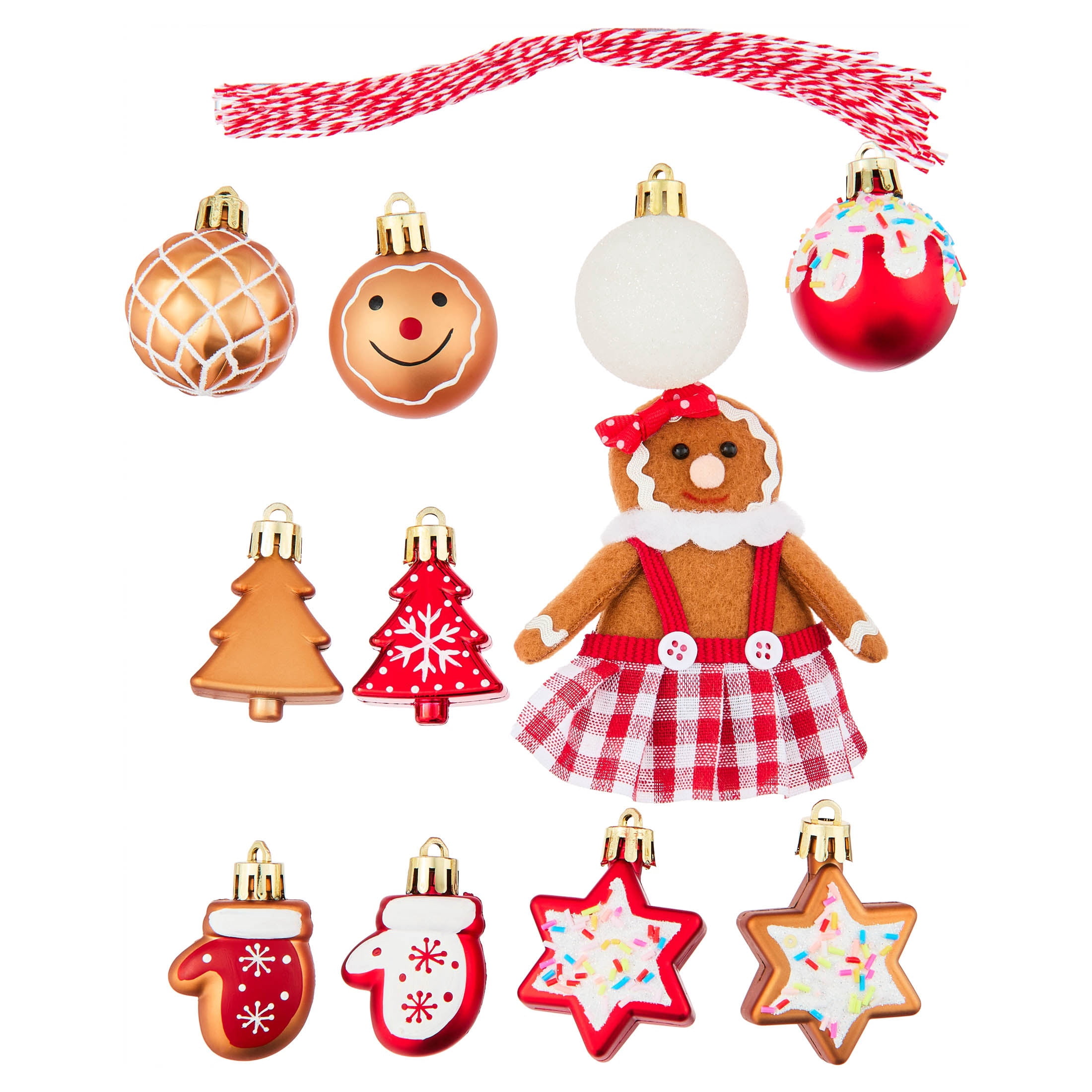 24-Count Red and White Gingerbread Mini Christmas Ornaments, by Holiday Time