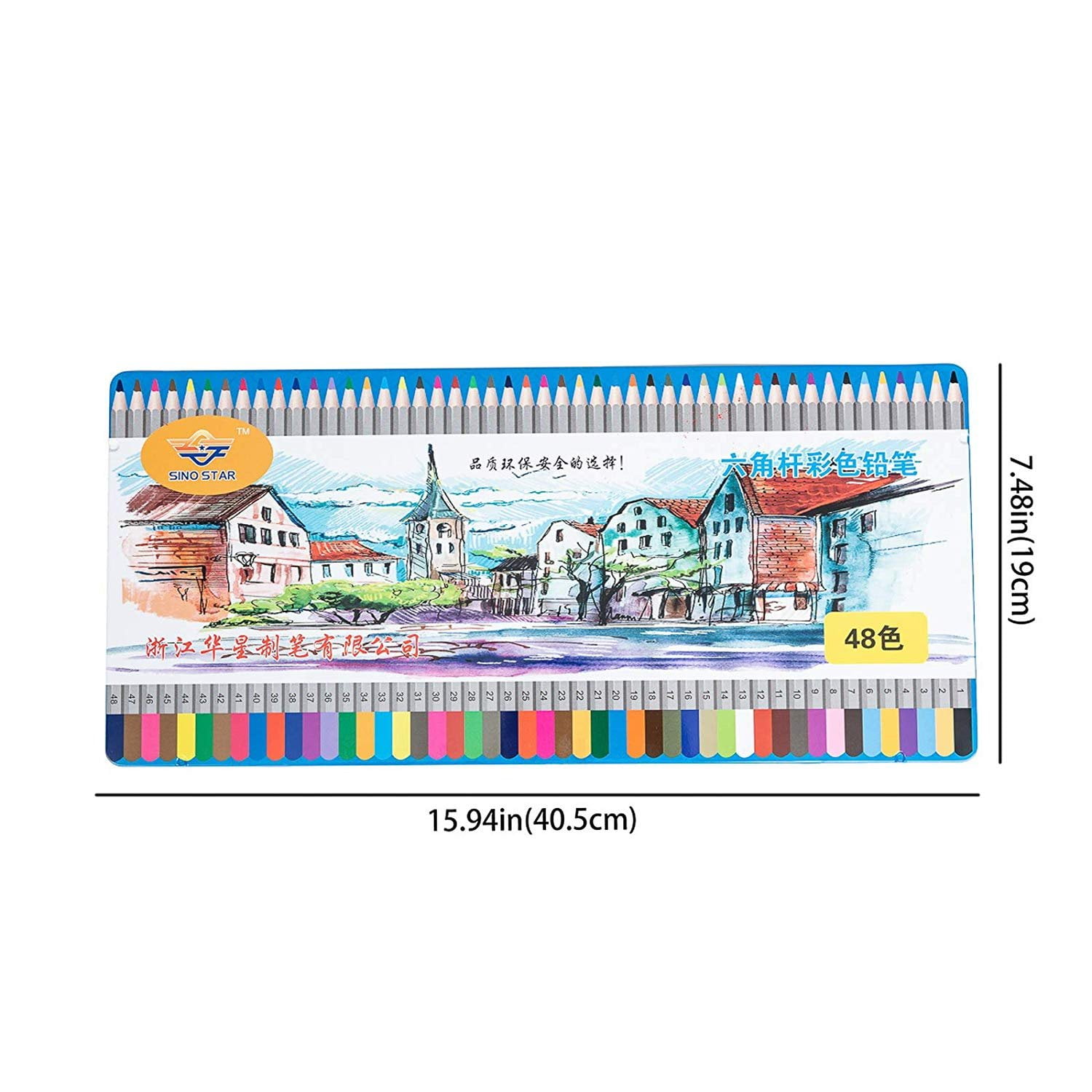 Asian Home SINO Star Colored Pencils for Artists of All Levels, Drawing, Sketching, Coloring, Firm Grip, Vibrant Colors, 48 Count