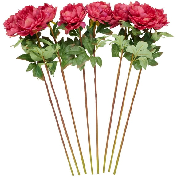 32" Plastic Floral Tall Peony Artificial Flower Stem, by DecMode (8 Count)