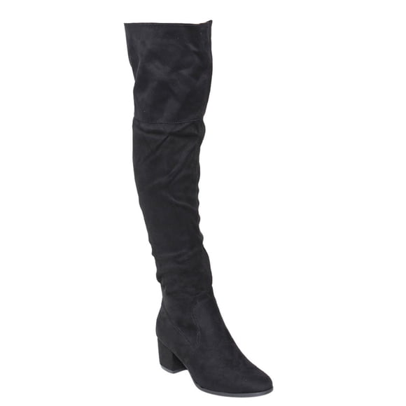 Nature Breeze Bottes à Talon Bloc Mi-Hautes au-Dessus du Genou pour Femmes, Noir, 8.5