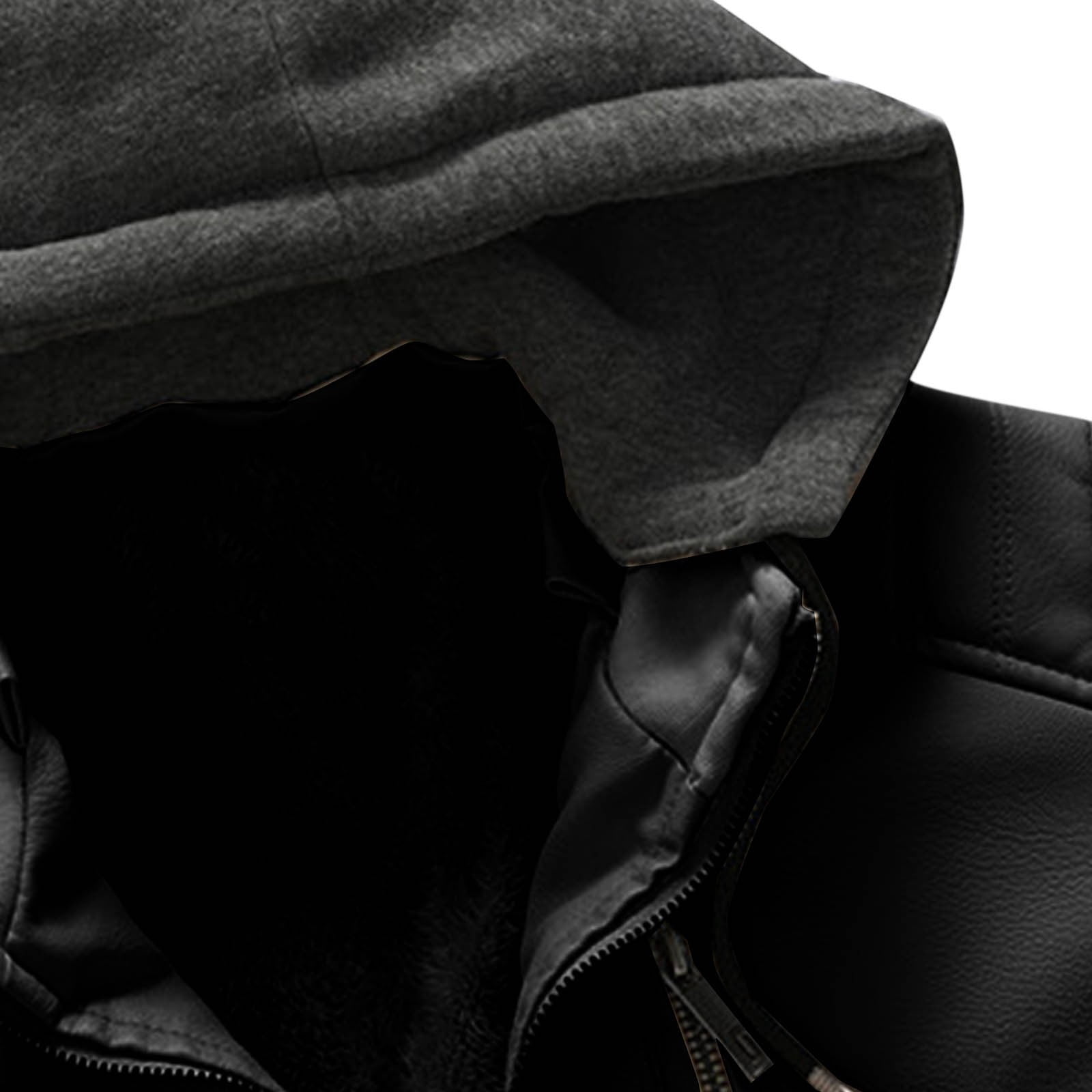 Men's Faux Leather Jacket Waterproof Bomber Jacket Winter Fleece Vintage PU Motorcycle Jacket Zip-Up Cafe Racer Coat