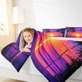 thumbnail image 3 of jejeloiu Neon Palm Sunset Full Size Comforter Sets For Girls,Beach Scene Print Bedding Comforter Set,Multicolor,Pink Reversible,3pcs,1 Comforter and 2 Pillowcases, 3 of 7