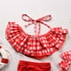 thumbnail image 5 of Traje De Baño Para Niñas Traje De Baño Para Bebés Tirantes Estampado A Cuadros Traje De Baño Dividido Diadema Conjunto De Tres Piezas Rojo Odeerbi LM103-10037, 5 of 9