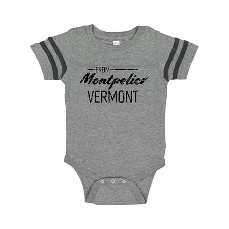 

Inktastic From Montpelier Vermont in Black Distressed Text Gift Baby Boy or Baby Girl Bodysuit