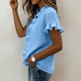thumbnail image 4 of Paiwinds Women's V-Neck Ruffled Short Sleeve Blouse, Casual Solid Color Linen Top for Spring and Summer, Lightweight & Breathable Shirt for Work or Weekend, 4 of 8
