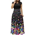 thumbnail image 2 of SMihono Robe Maxi Bohème d'Été pour Femmes Grande Taille Robe d'Été Colorée à Imprimé Floral Manches Courtes Robes de Plage Décontractées Maxi Robe de Plage, 2 of 5