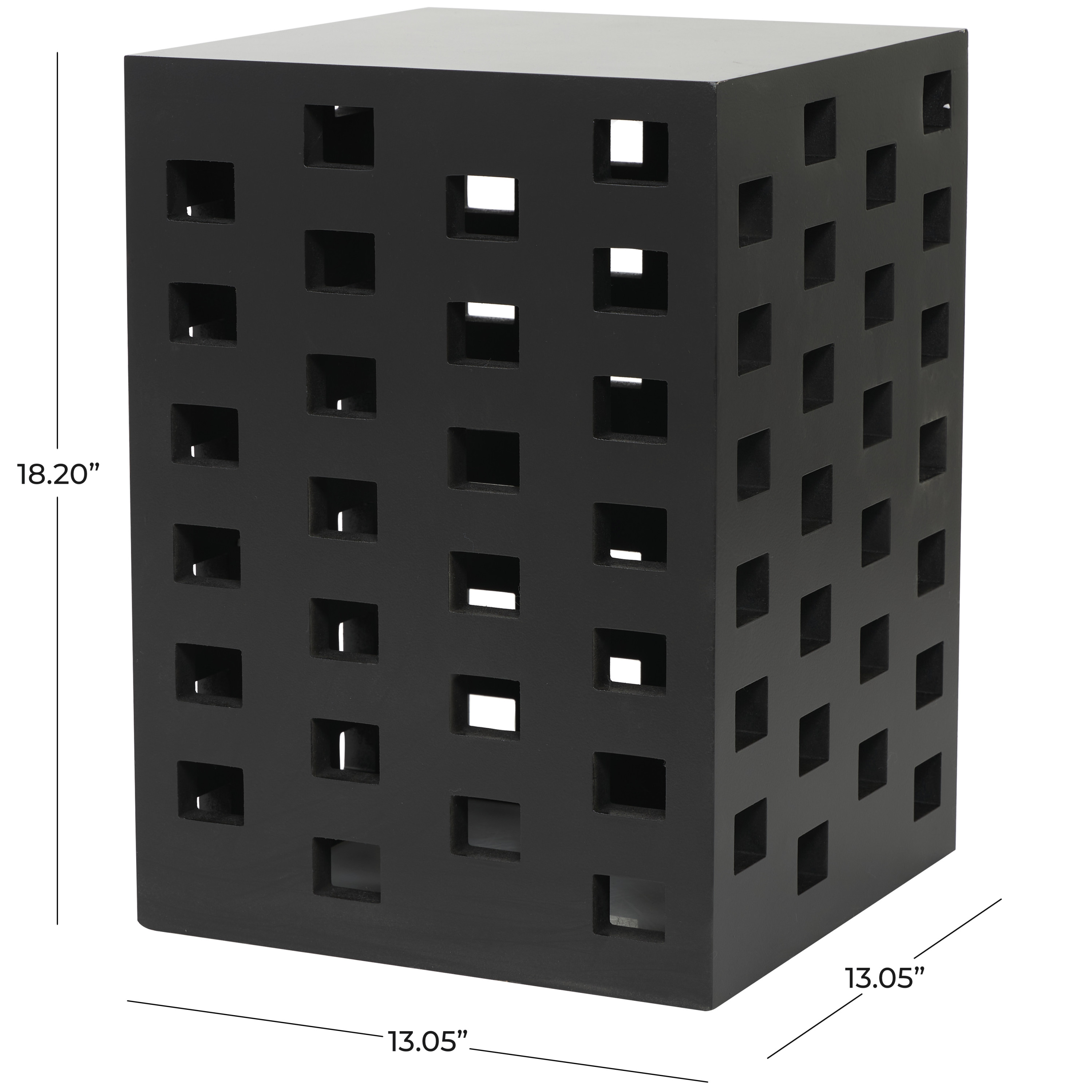 DecMode 13" x 18" Black Wood Geometric Accent Table, 1-Piece