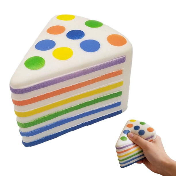 Rainbow Cake Squishies, Slow Rising Fidget Squeeze, Layer Cake Squeezable Stress Relief Ball for Anxiety Relief, Birthday Gifts, Party Favors