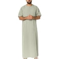 thumbnail image 2 of Summer Savings Clearance! Stamzod Muslim Men Clothing With Zipper Solid Color Short Sleeve Mens T-Shirts Loose Comfy Plus Size Mens Robe, 2 of 6