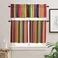 thumbnail image 2 of Mexican Stripes Kitchen Curtains and Valances Set, Rainbow Colorful Stripe Gradient Rod Pocket Window Valance 18 Inch Window Curtain Panels for Living Room Bedroom Laundry, 27.5x24in, 3 Pieces, 2 of 7