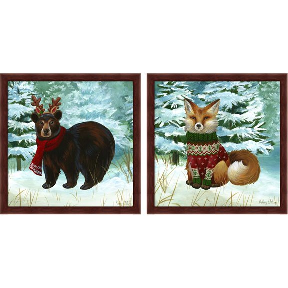 Great Art Now Winterscape A by Kelsey Wilson, 2 Piece Framed Art Set Each 13.25"W x 13.25"H