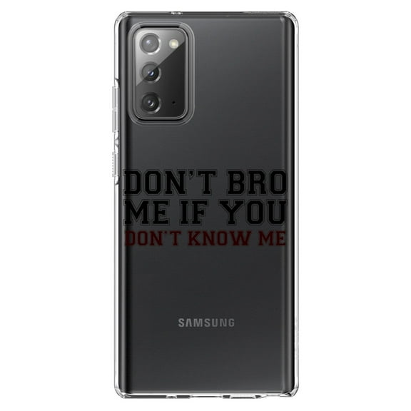 DistinctInk Clear Shockproof Hybrid Case for Samsung Galaxy Note 20 (6.7" Screen) - TPU Bumper Acrylic Back Tempered Glass Screen Protector - Don't Bro Me If You Don't Know Me