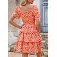 thumbnail image 2 of Vestido PRETTYGARDEN 2025 Floral de Verano con Escote Cuadrado Rojo Talla L, 2 of 7