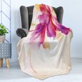 thumbnail image 4 of Abstract Soft Flannel Fleece Throw Blanket, Floral Arrangement with Vibrant Points and Leaves Artwork, Cozy Plush for Indoor and Outdoor Use, 50" x 60", Purple Pink and Beige, by Ambesonne, 4 of 5