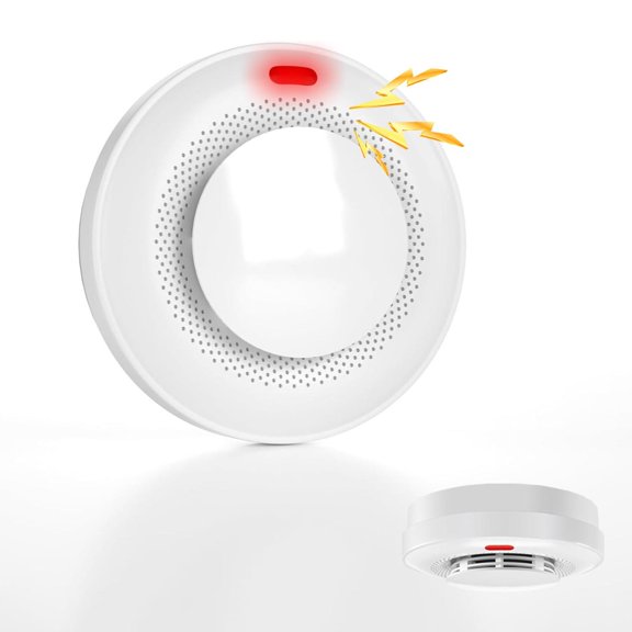 Alarma Detector de Humo RYEWGRV Blanca con Detección de 360° Inalámbrica y Advertencia Sonora LED