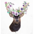 thumbnail image 2 of Atelier B Art Studio 26x27 White Modern Wood Framed Museum Art Print Titled - ROE DEER HEAD WITH FLOWERS, 2 of 4