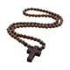 thumbnail image 1 of Collar de cuentas de madera, rosario, joyería para hombre y mujer, accesorios de moda, cruz Café, 1 of 9