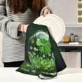 thumbnail image 6 of Coolnut St. Patrick's Day Green Clover Kitchen Dish Towel Set,Drying Kitchen Towels Tea Towels Gift Set for Drying Cleaning Cooking Baking 6Pcs Wash cloth, 6 of 7