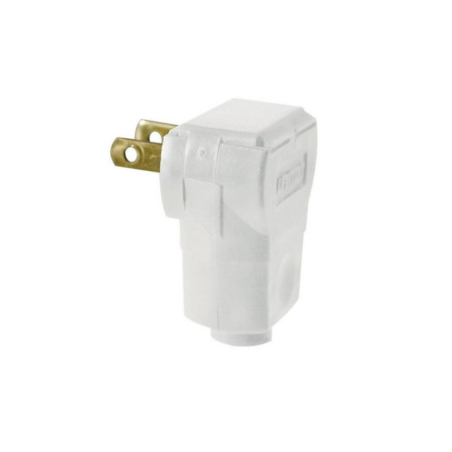 Leviton 15 amperios, 125 voltios 2 polos 2 cables, enchufe angular no polarizado, 101AN-W, blanco
