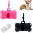 thumbnail image 1 of Paquete de 2 cajas con forma de hueso, bolsas sanitarias para perros, bolsas de basura gruesas impermeables para perros con dispensador, tapas de bolsas sanitarias (rosa, negro) ER, 1 of 5