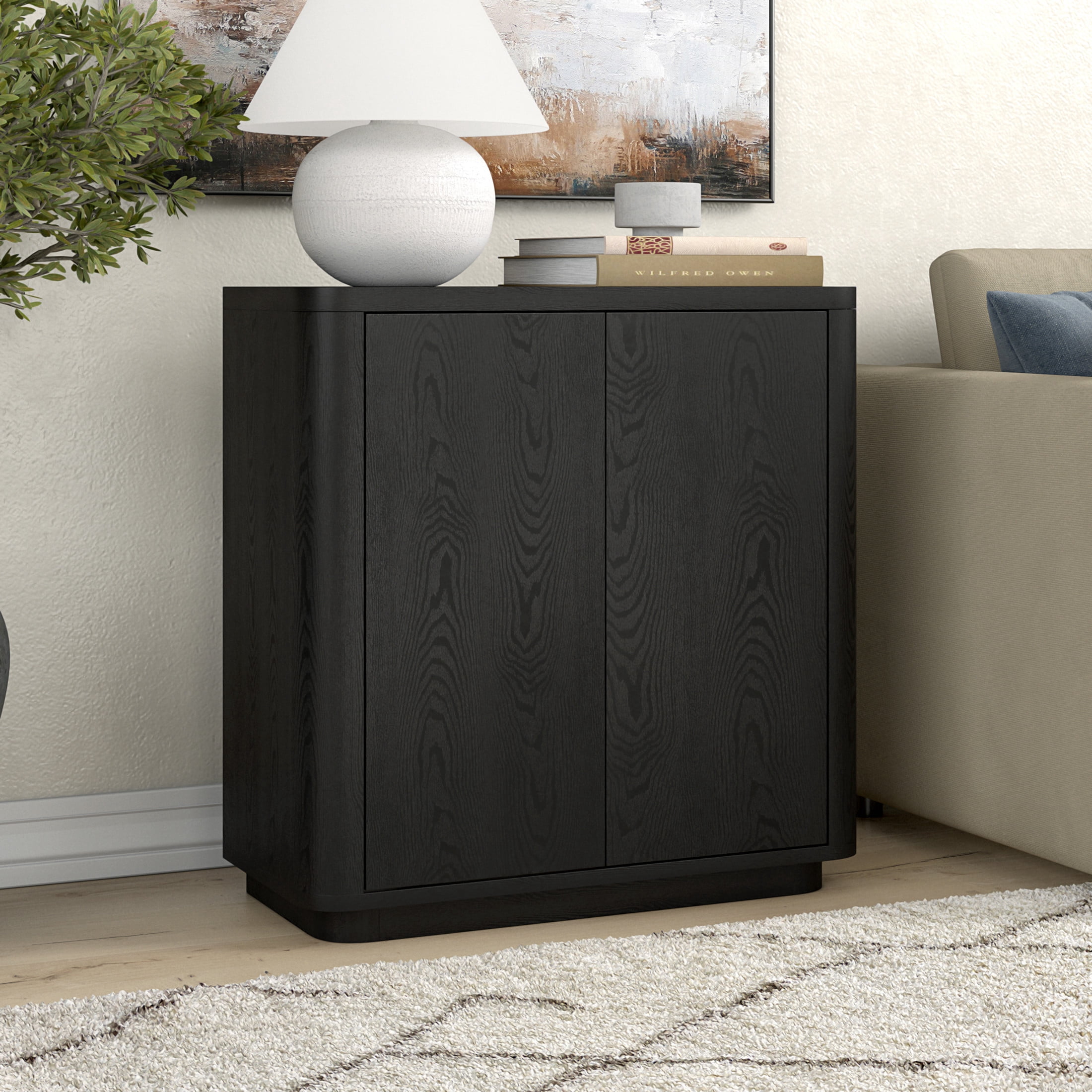 Evelyn&Zoe Modern/Contemporary 32" Wide Black Grain Accent Cabinet