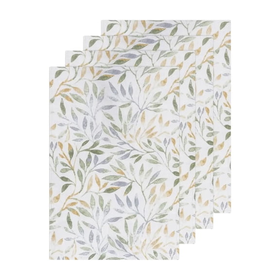 FEISHENTT Spring Placemats Set of 4, Leaf Decorative Table Place Mat Non- Heat Resistant Farmhouse Botanical Linen Place Mats for Home Kitchen Dining Table White
