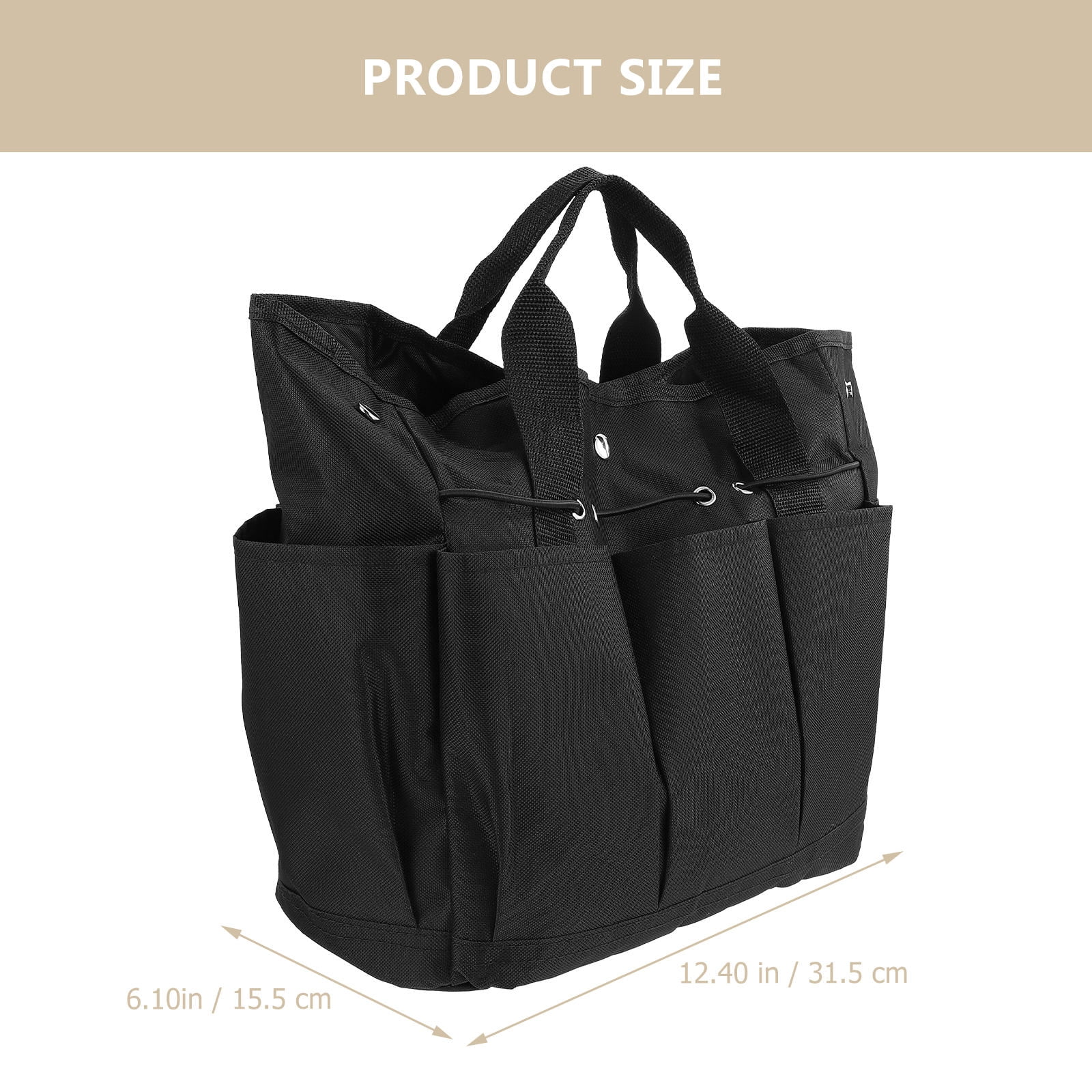 PBPBOX Garden Tool Bag Black Oxford Fabric Durable Tote Organizer with Multiple Compartments for Easy Storage