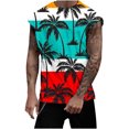 thumbnail image 2 of Xysaqa Men's Tank Tops Palm Tree Colorful Print, Novelty Graphic Summer Sleeveless Beach Hawaiian Shirt S-3XL, 2 of 5