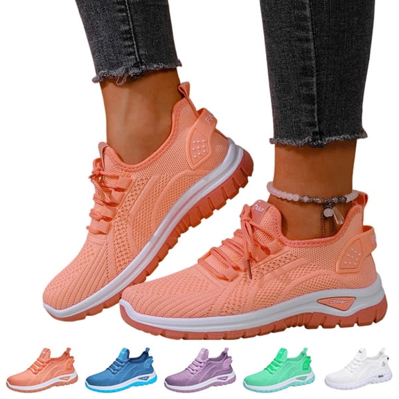 Orthopedic Sneakers for Women Non Slip Mesh Walking Shoes Comfortable Lightweight Breathable Travel Gym Running Tennis Shoe,Saffron,37