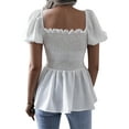 thumbnail image 4 of YAGHYAGH Womens Vintage Puff Short Sleeve Square Neck Flowy Blouse Tops, 4 of 4