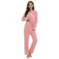 thumbnail image 3 of WBQ Women Maternity Nursing Pajama Set Breastfeeding Homewear V Neck Pregnancy Pjs Set Pink Tag XL/US 12, 3 of 6