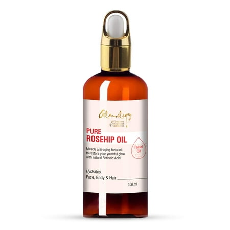 Glamology Organic Rosehip Oil 100% Pure Unrefined Organic Cold Pressed Virgin Rosehip Seed Oil - Best for Hair, Skin, Face & Nails 3.3 (Best Organic Rosehip Seed Oil)