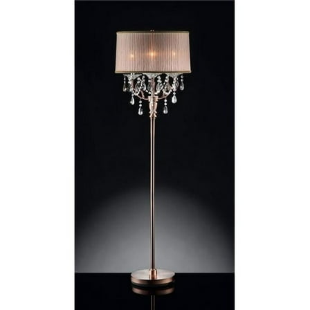 HomeRoots  Silver & Pink Faux Crystal Chandelier Floor Lamp