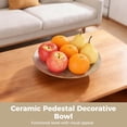 thumbnail image 2 of Ceramic Pedestal Decorative Bowl, Large Fruit Bowl Modern Ceramic Pedestal Bowl with Wavy Pattern, Rustic Decorative Bowl for Home Decor, Kitchen Counter, and Entryway, 2 of 5