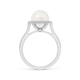 thumbnail image 2 of Angara Freshwater Cultured Pearl Halo Ring with Milgrain in 14K White Gold for Women | June Birthstone Jewelry for Her, 2 of 5