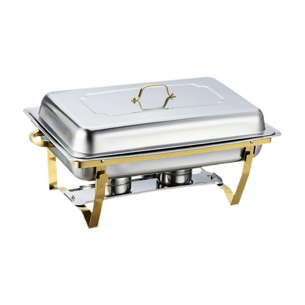 Elegante juego de servidor buffet de acero inoxidable para eventos con catering doble rejilla
