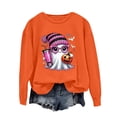 thumbnail image 2 of YVNAURA Women’s Oversized Funny Halloween Graphic Sweatshirt Crewneck Long Sleeve Pullover Cute Fall Loose Fit Spooky Season Top Casual Party 1 Pack, Orange,L, 2 of 6