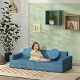 thumbnail image 2 of Qaba 12-Piece Modular Kids Play Couch Building Fort, Blue, 2 of 10
