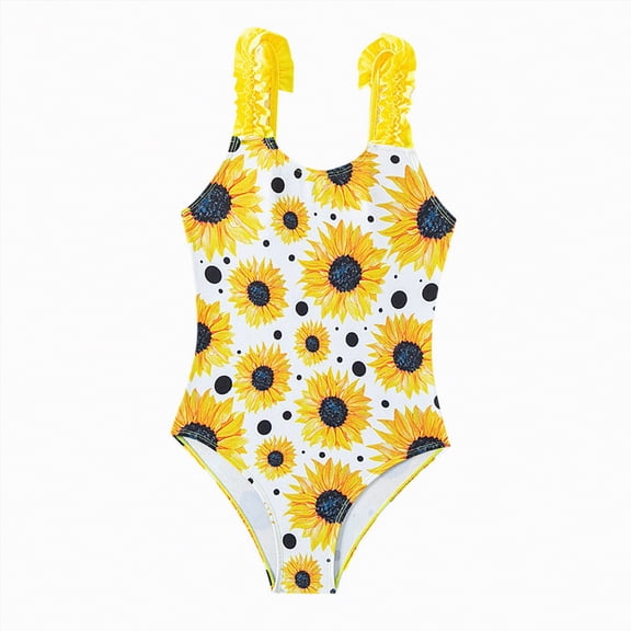 NIEWTR One Piece Swimsuit For Girls Padded Bust Adjustable Shoulder Swimwear Ruched Front Bathing Suit(Yellow,13-14 Years)