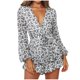 thumbnail image 1 of Monos de playa con estampado floral para mujer, monos florales con dobladillo con volantes y nudo de manga larga con escote en V profundo Pompotops ulkah941524, 1 of 9