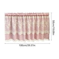 thumbnail image 3 of Yomiee Pink Gingham Lace Kitchen Curtain Tier 39.37 x 19.69 in, Checkered Cafe Curtain with Floral Lace Embroidery & Pom Pom Trim, Farmhouse Rod Pocket Short Curtain for Kitchen, Cafe Window, 3 of 6