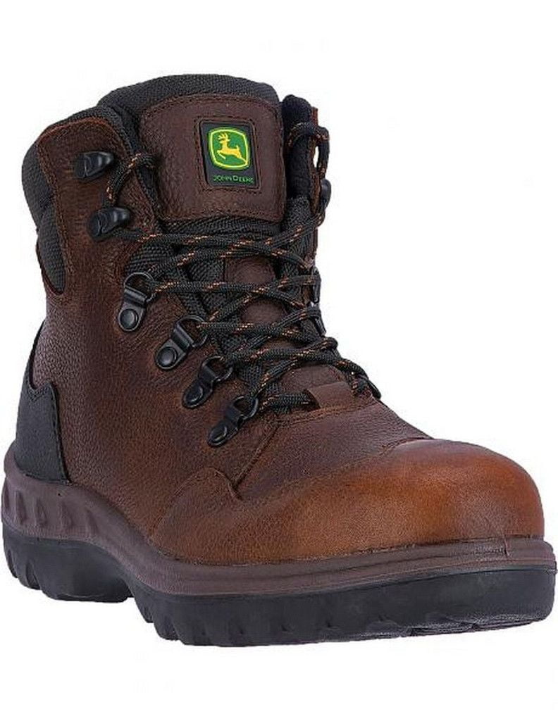 John Deere Western Boots Mens 6" Lace Up Waterproof ST EH Brown JD6602