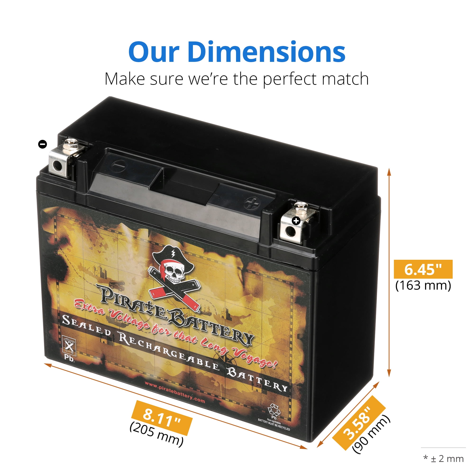 Pirate Battery Y50-n18l-a3 (50-n18l-a3 12 Volts,20 Ah, 260 Cca) Motorcycle Battery for Honda 1000cc Gl1000 Gold Wing 1978